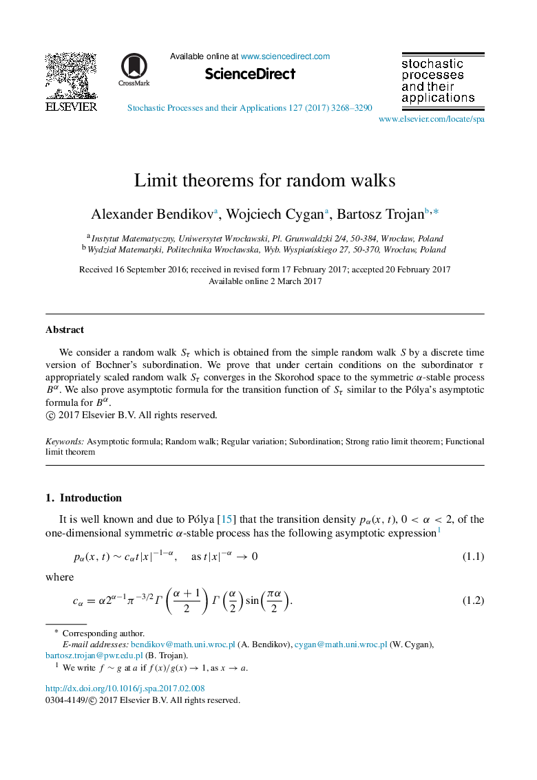 Limit theorems for random walks