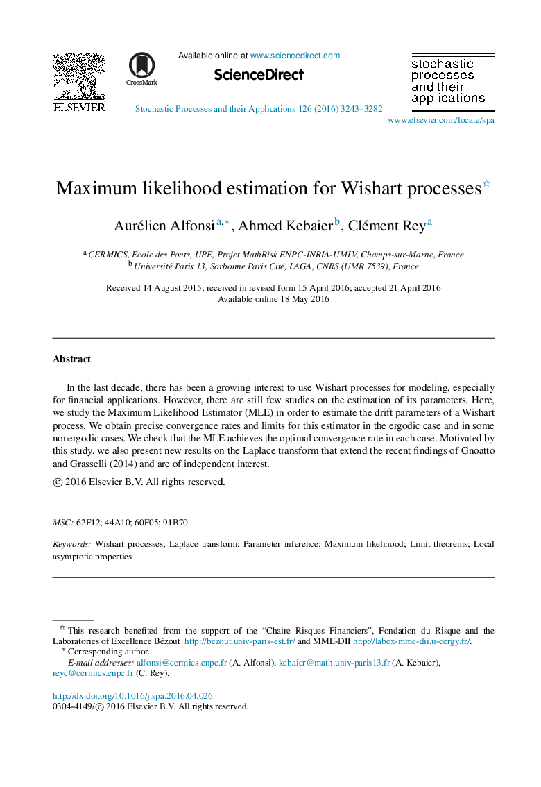 Maximum likelihood estimation for Wishart processes