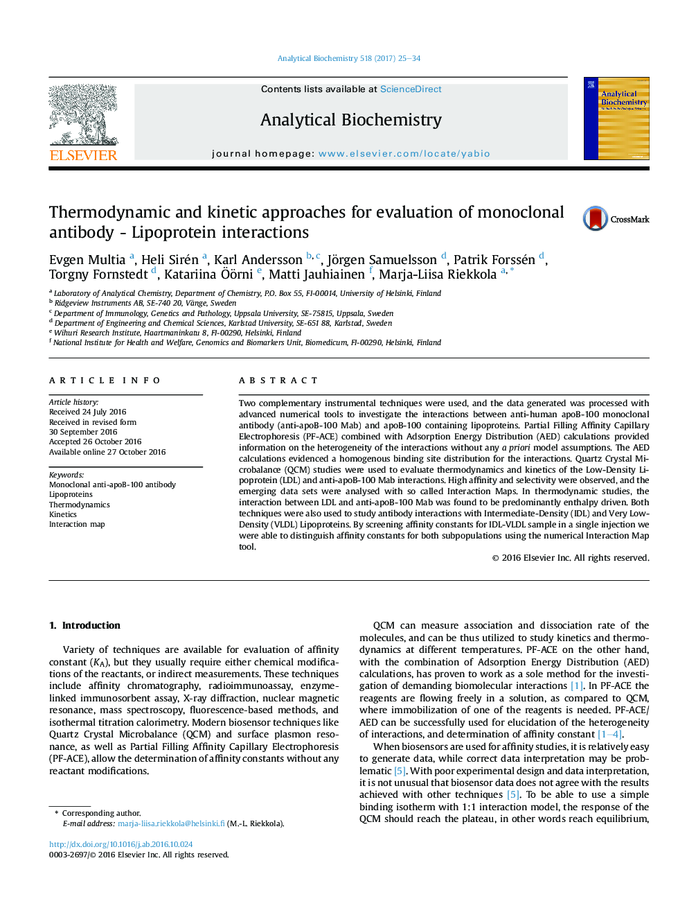 Thermodynamic and kinetic approaches for evaluation of monoclonal antibody - Lipoprotein interactions