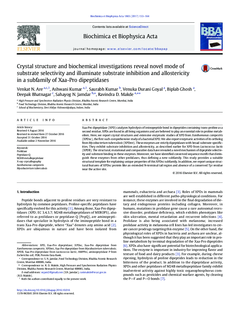 Crystal structure and biochemical investigations reveal novel mode of substrate selectivity and illuminate substrate inhibition and allostericity in a subfamily of Xaa-Pro dipeptidases