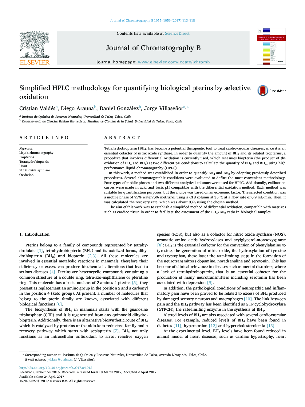 Simplified HPLC methodology for quantifying biological pterins by selective oxidation