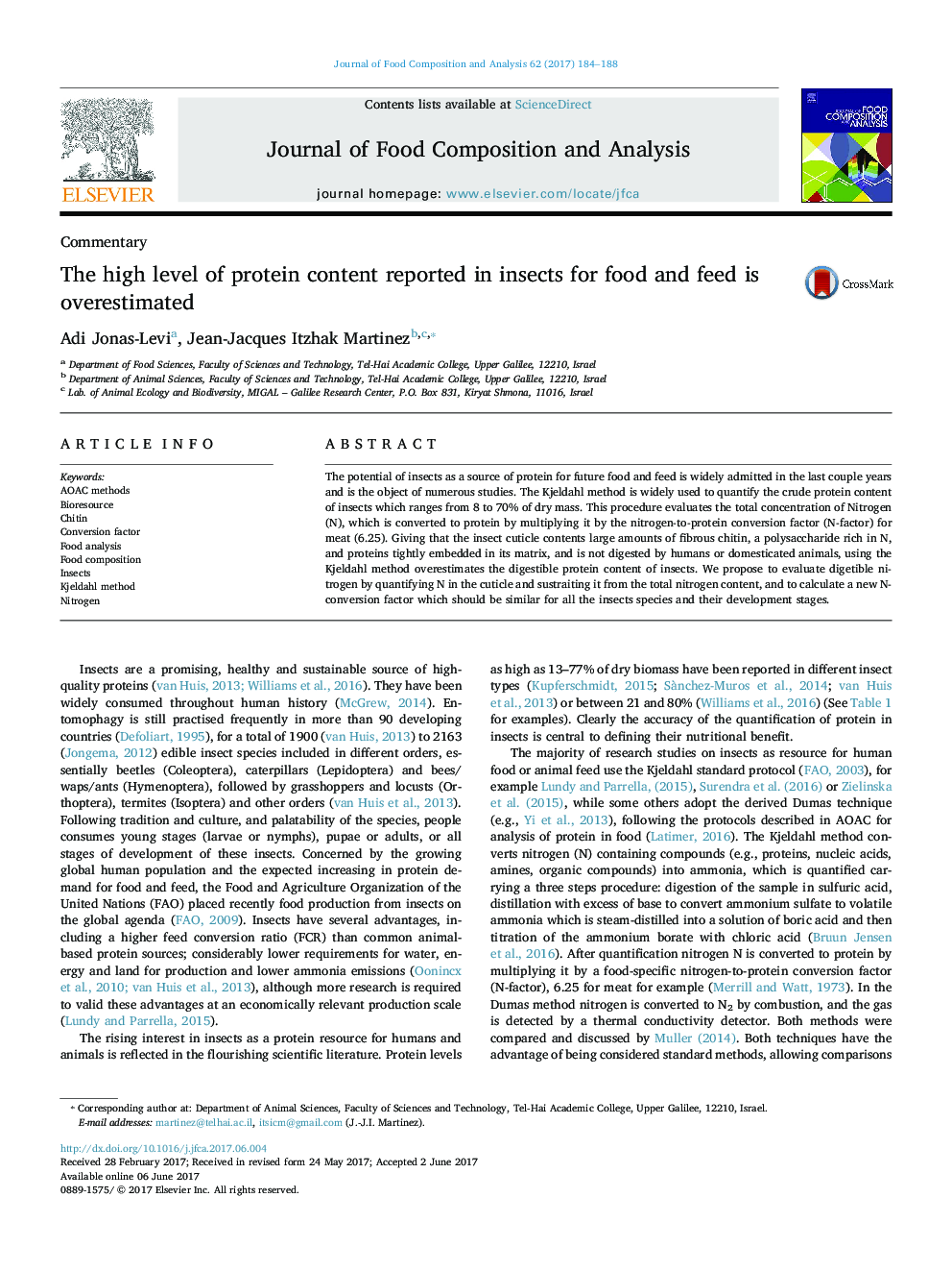 CommentaryThe high level of protein content reported in insects for food and feed is overestimated