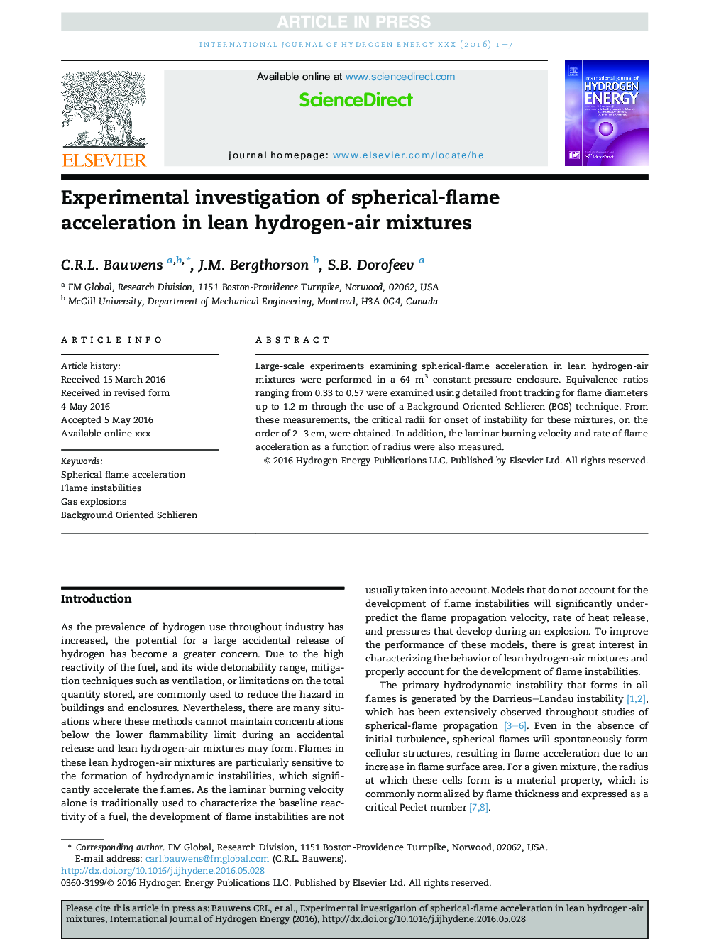 Experimental investigation of spherical-flame acceleration in lean hydrogen-air mixtures