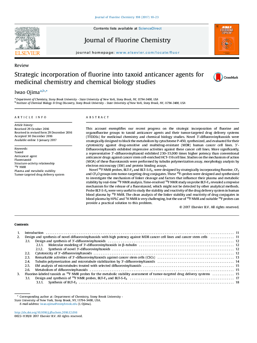 Strategic incorporation of fluorine into taxoid anticancer agents for medicinal chemistry and chemical biology studies