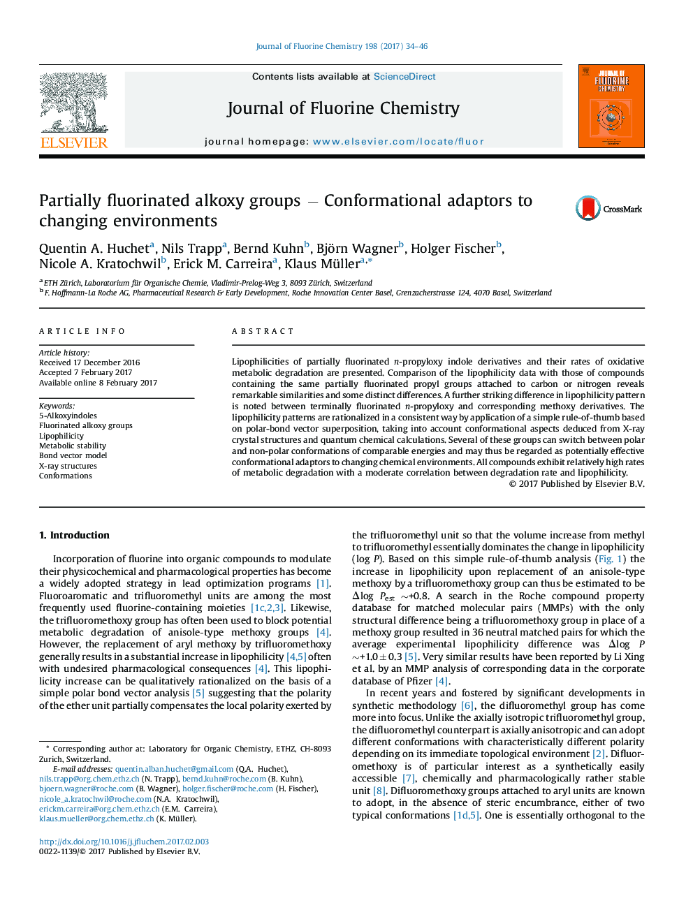 Partially fluorinated alkoxy groups â Conformational adaptors to changing environments