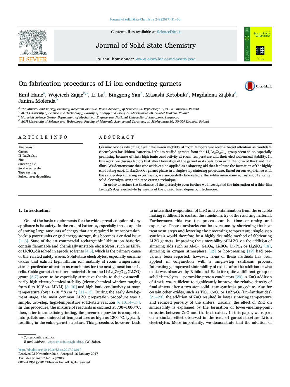 On fabrication procedures of Li-ion conducting garnets