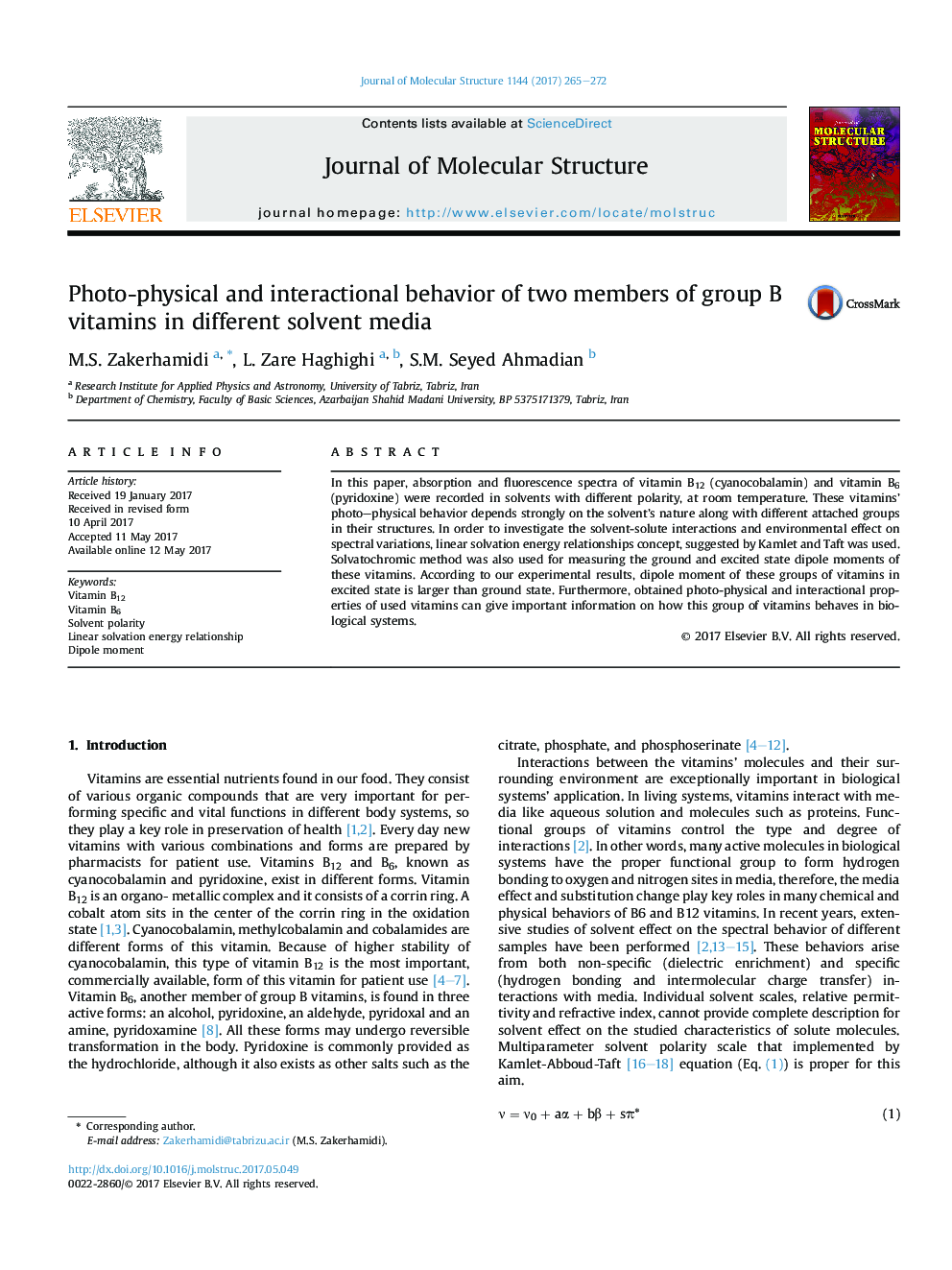 Photo-physical and interactional behavior of two members of group B vitamins in different solvent media