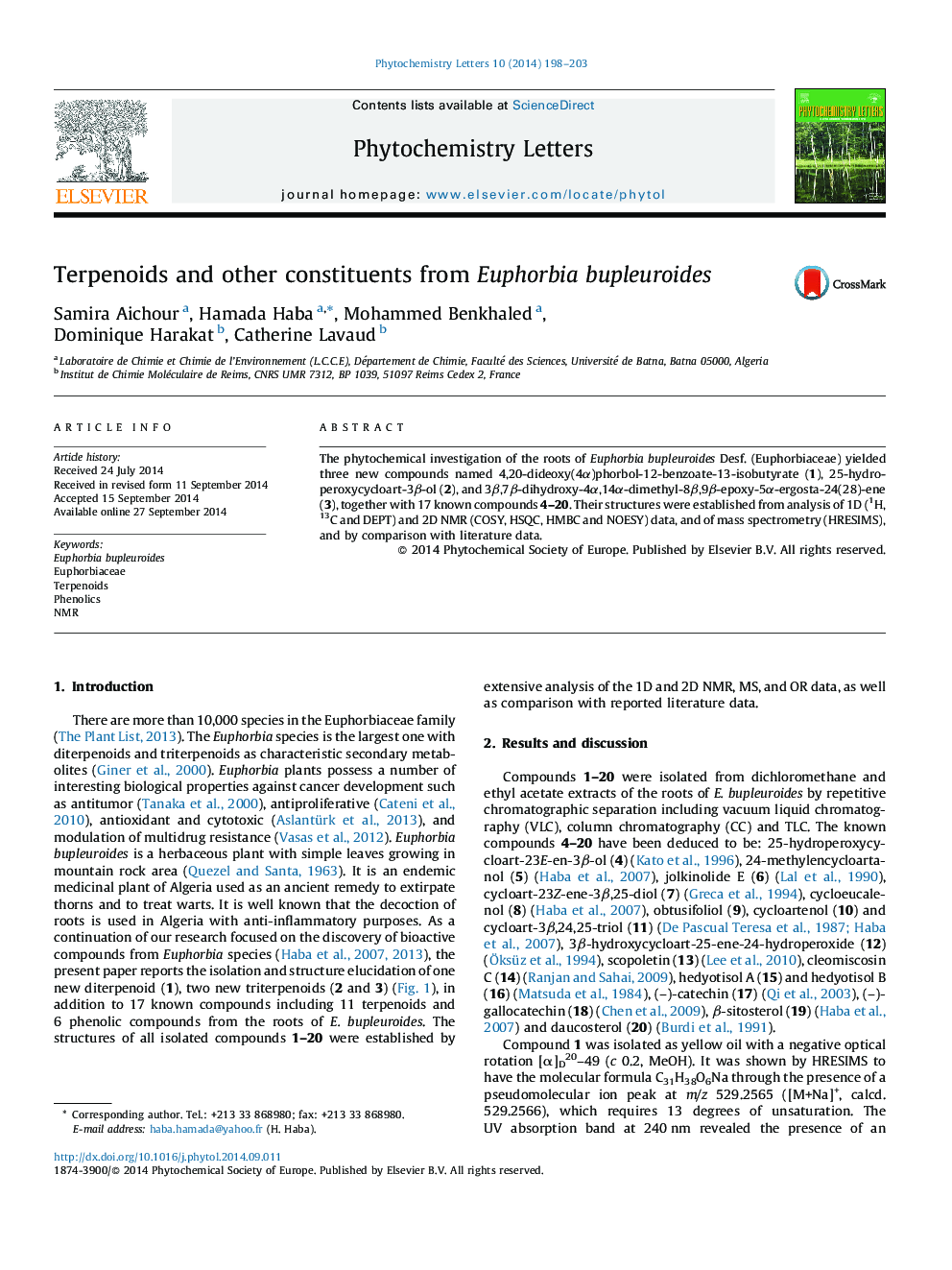 Terpenoids and other constituents from Euphorbia bupleuroides