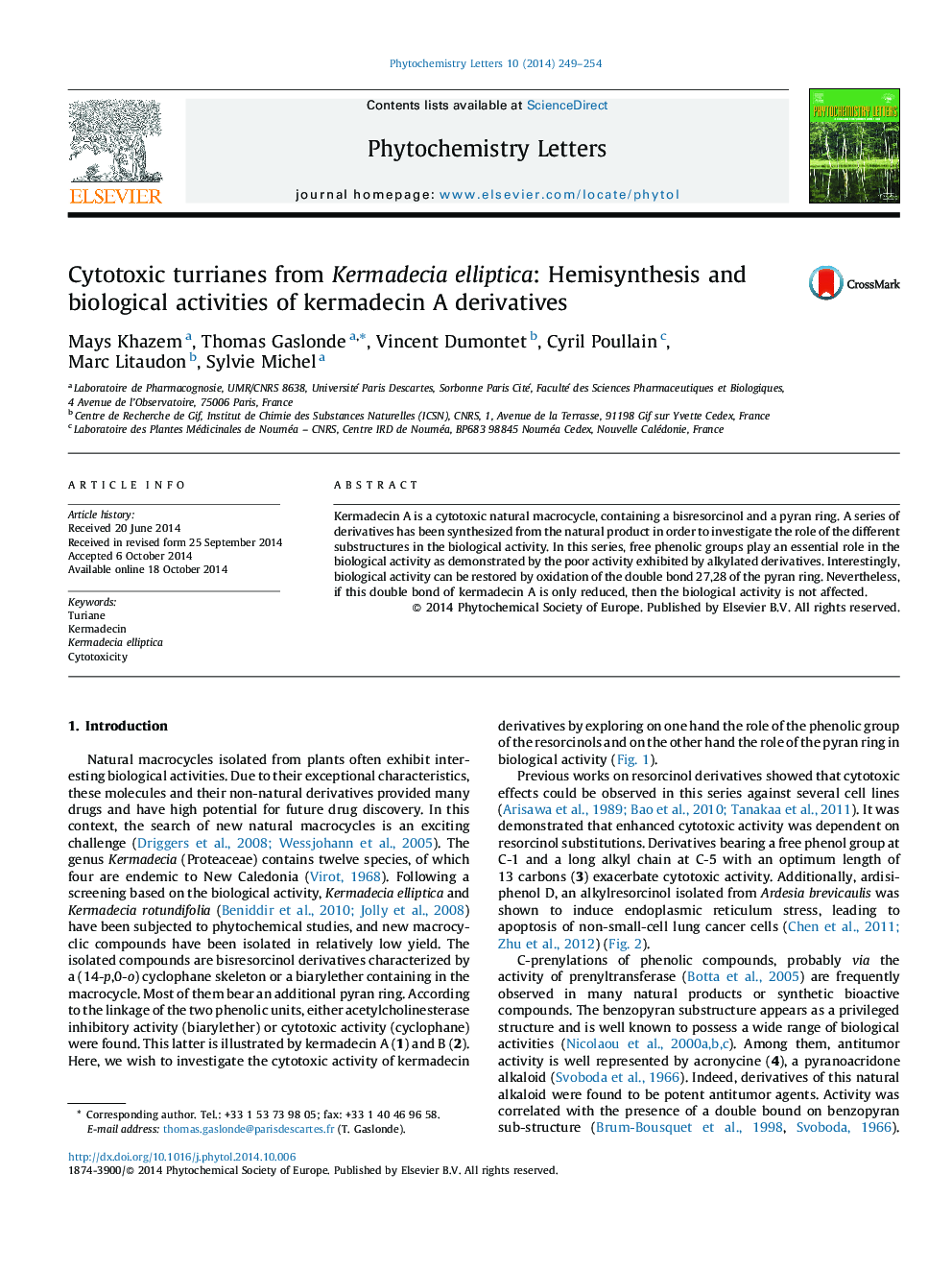 Cytotoxic turrianes from Kermadecia elliptica: Hemisynthesis and biological activities of kermadecin A derivatives