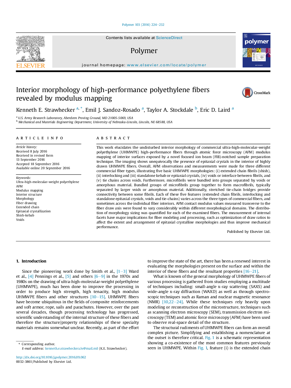 مورفولوژی داخلی از الیاف پلی اتیلن با کارایی بالا نشان داده شده توسط نقشه برداری مدول 
