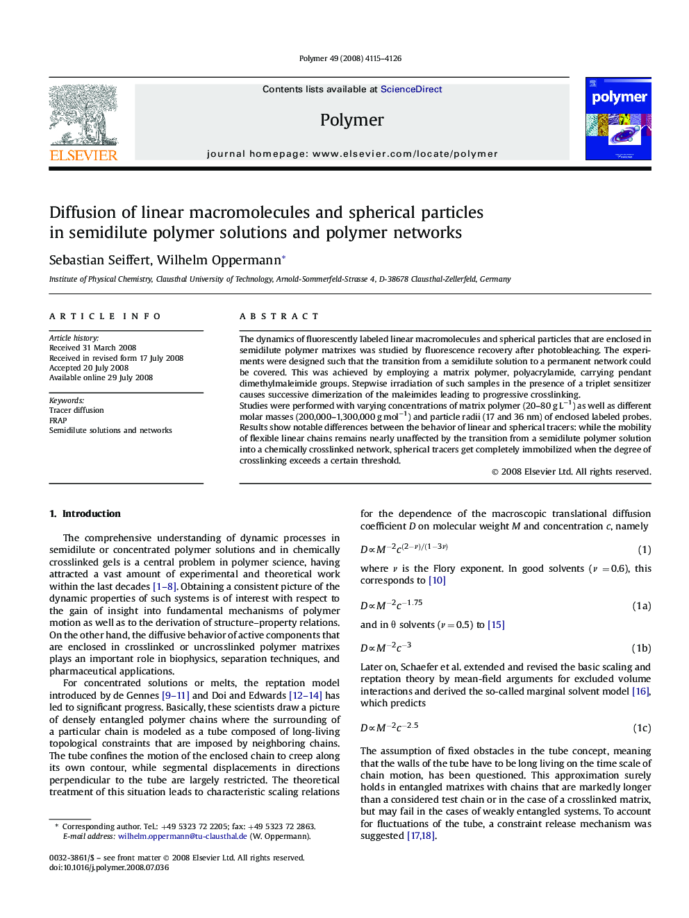 Diffusion of linear macromolecules and spherical particles in semidilute polymer solutions and polymer networks