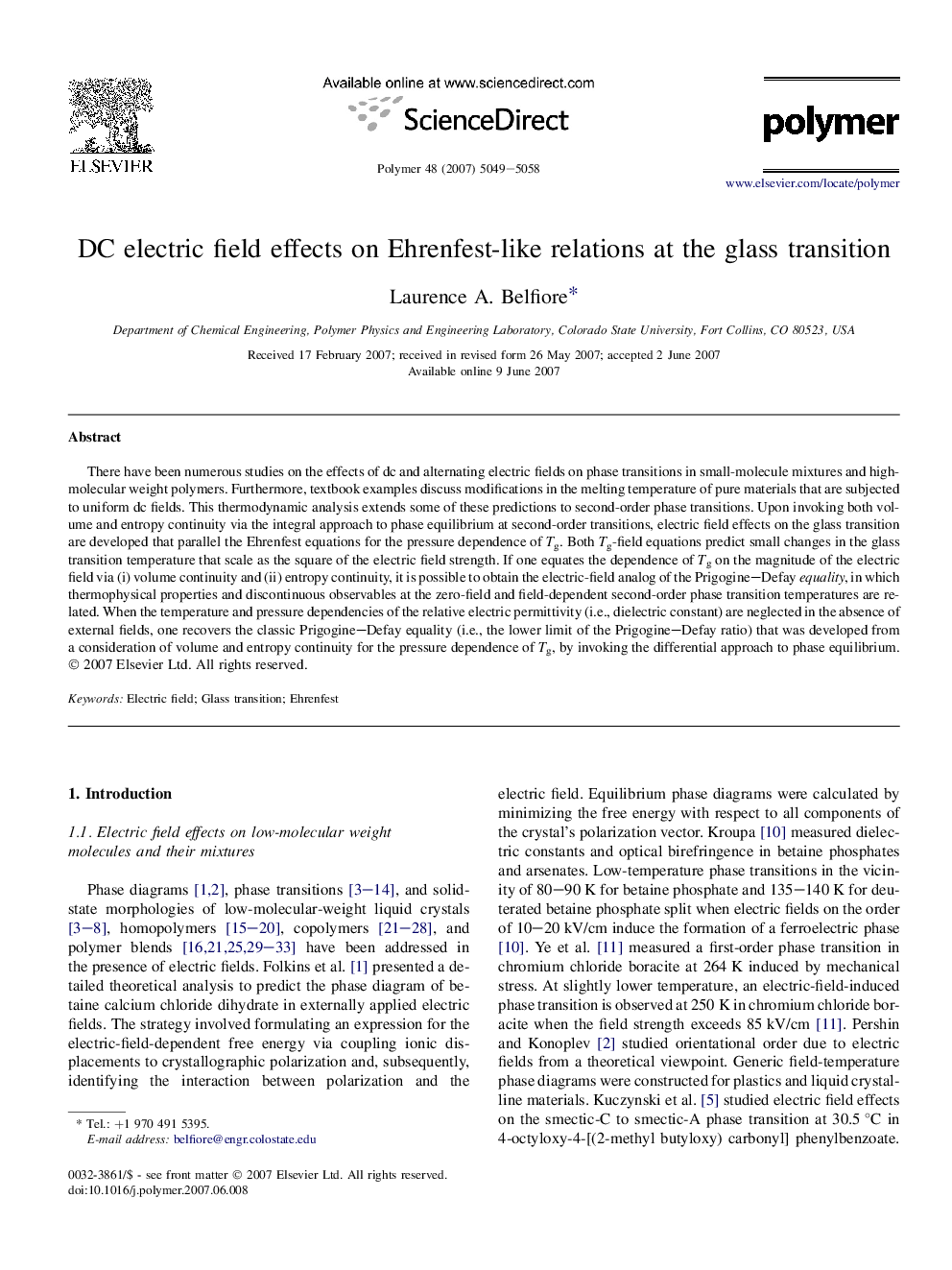 DC electric field effects on Ehrenfest-like relations at the glass transition