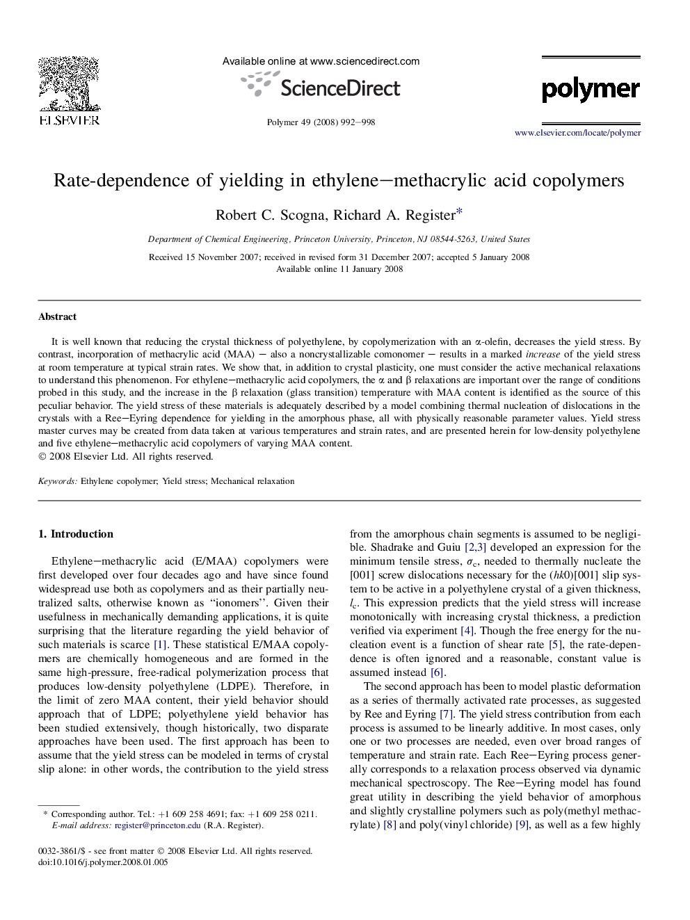 Rate-dependence of yielding in ethylene-methacrylic acid copolymers