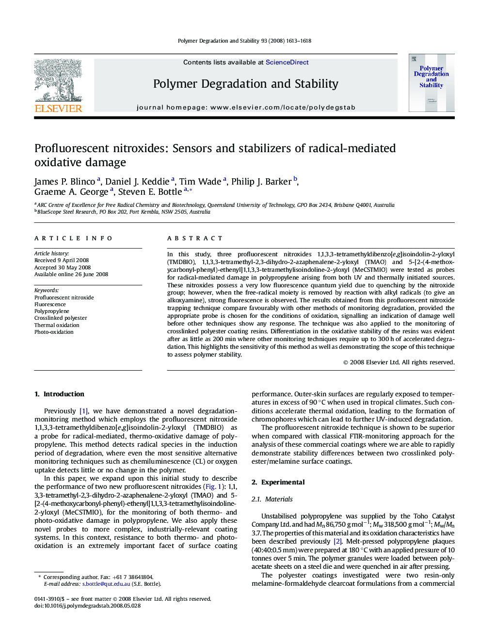 Profluorescent nitroxides: Sensors and stabilizers of radical-mediated oxidative damage