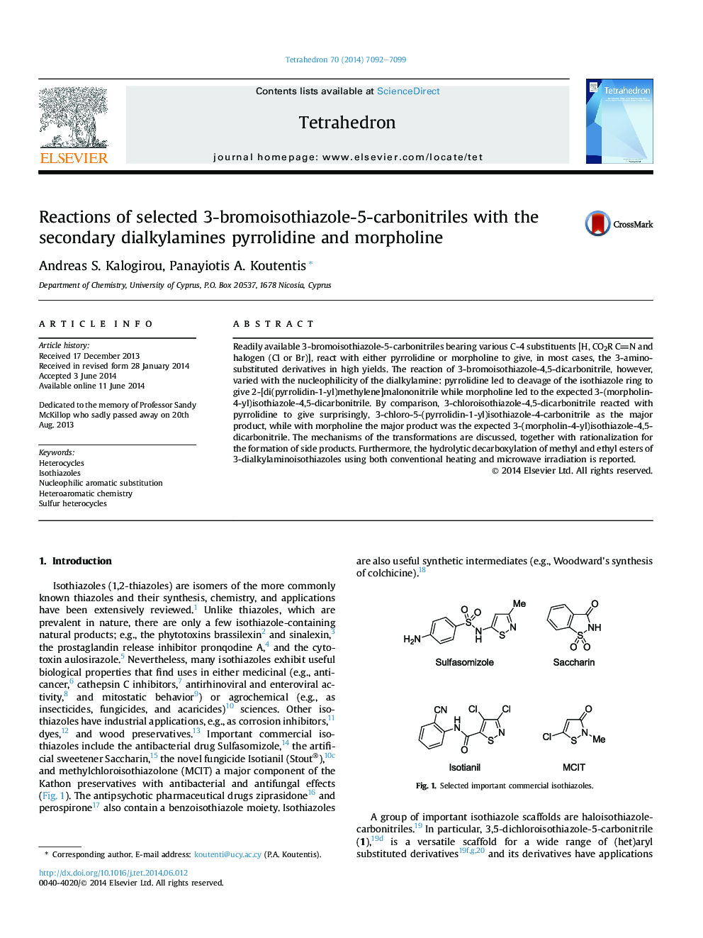 Reactions of selected 3-bromoisothiazole-5-carbonitriles with the secondary dialkylamines pyrrolidine and morpholine