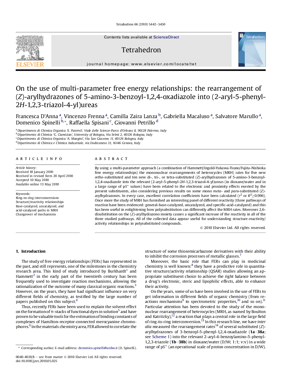 On the use of multi-parameter free energy relationships: the rearrangement of (Z)-arylhydrazones of 5-amino-3-benzoyl-1,2,4-oxadiazole into (2-aryl-5-phenyl-2H-1,2,3-triazol-4-yl)ureas