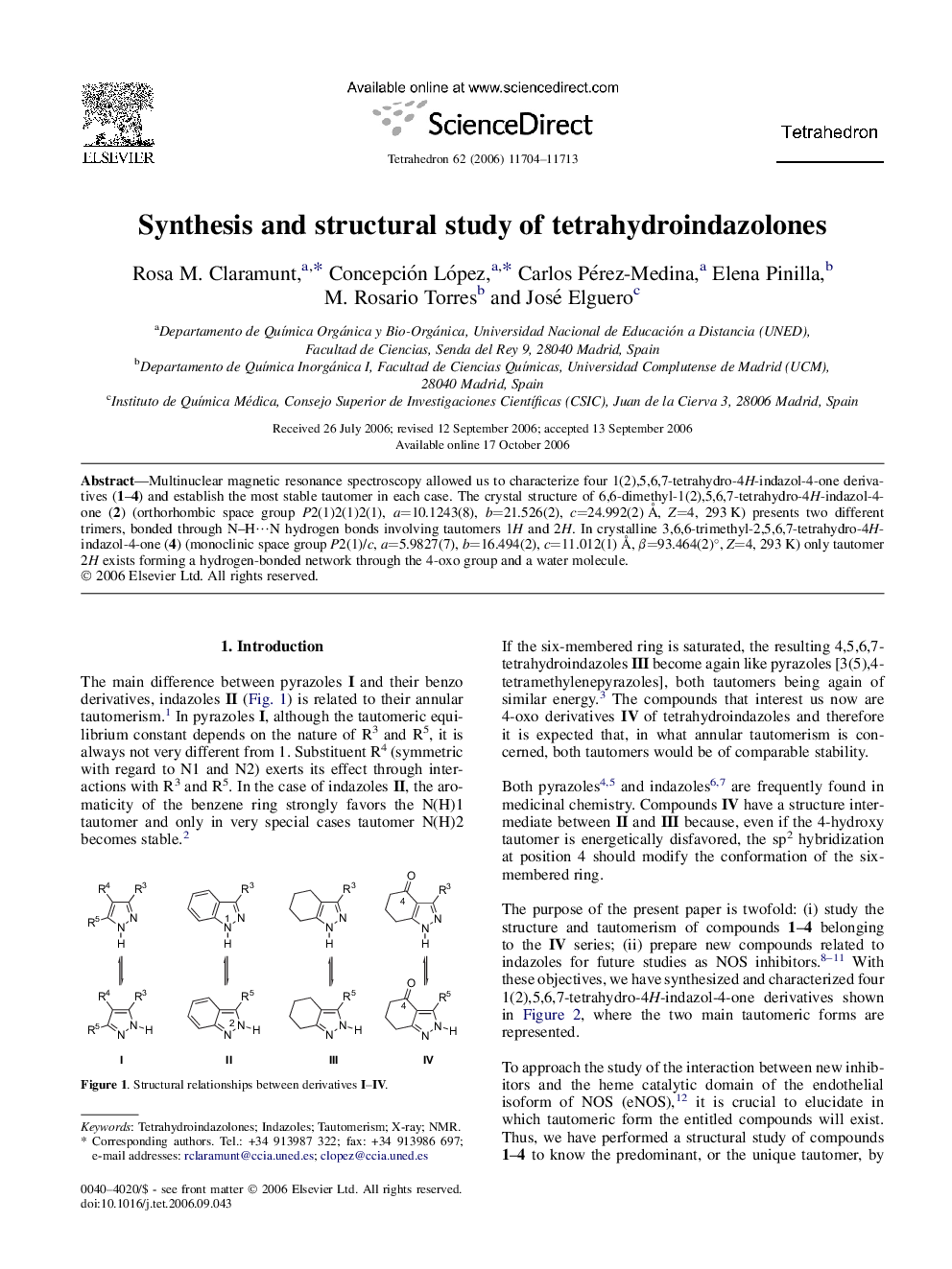 Synthesis and structural study of tetrahydroindazolones