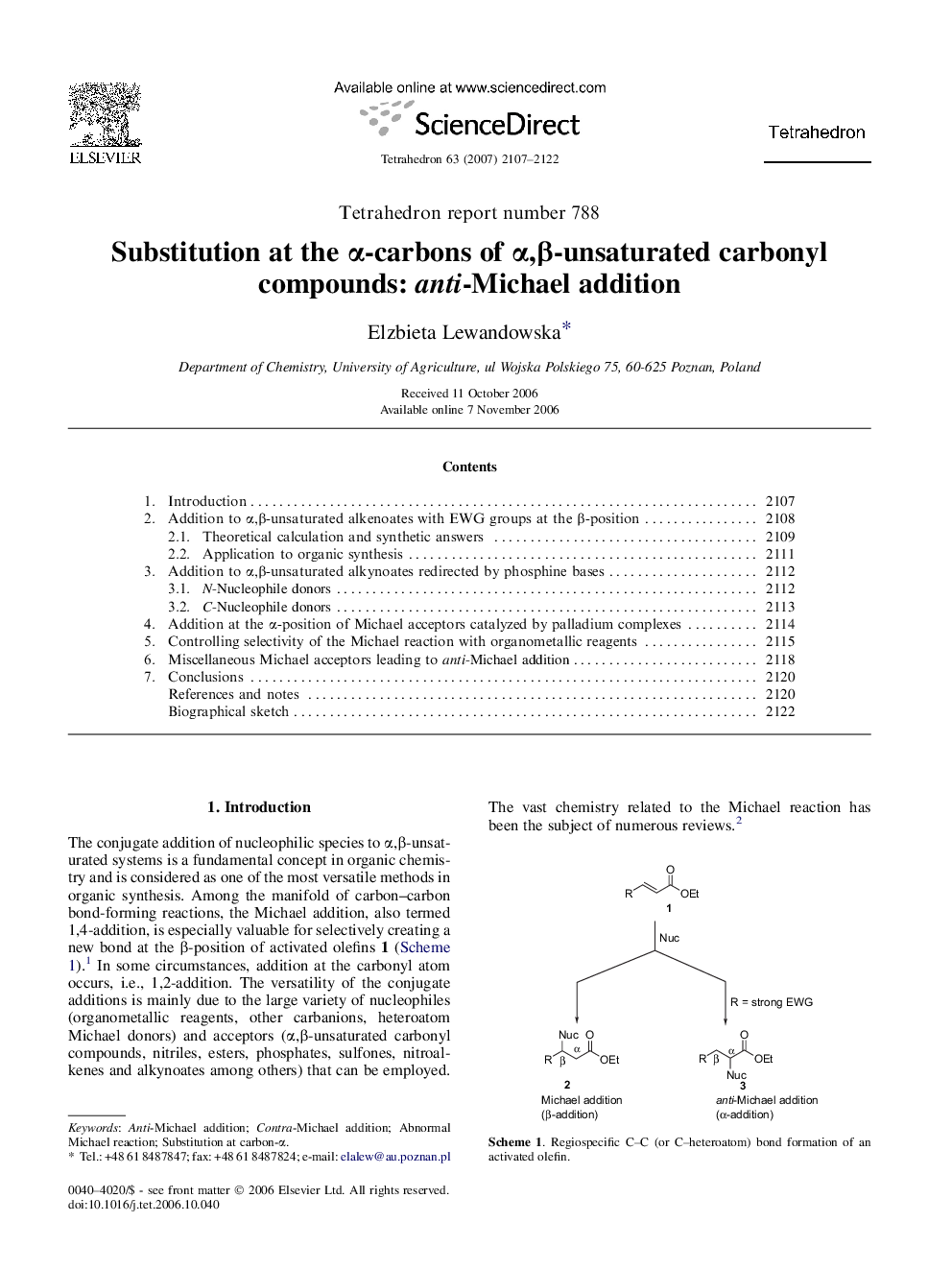 Substitution at the Î±-carbons of Î±,Î²-unsaturated carbonyl compounds: anti-Michael addition