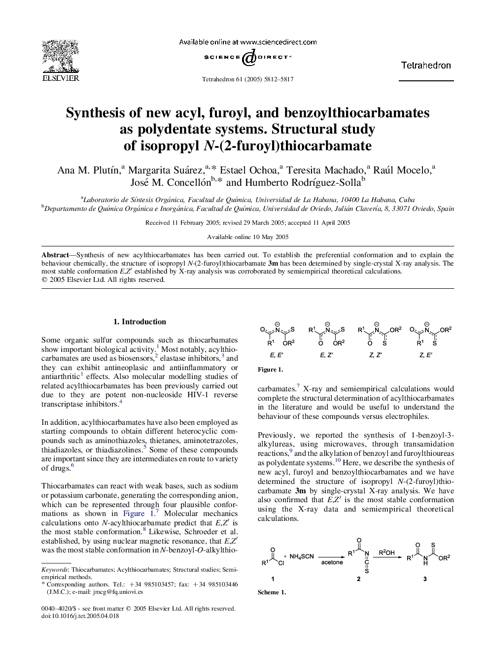 Synthesis of new acyl, furoyl, and benzoylthiocarbamates as polydentate systems. Structural study of isopropyl N-(2-furoyl)thiocarbamate