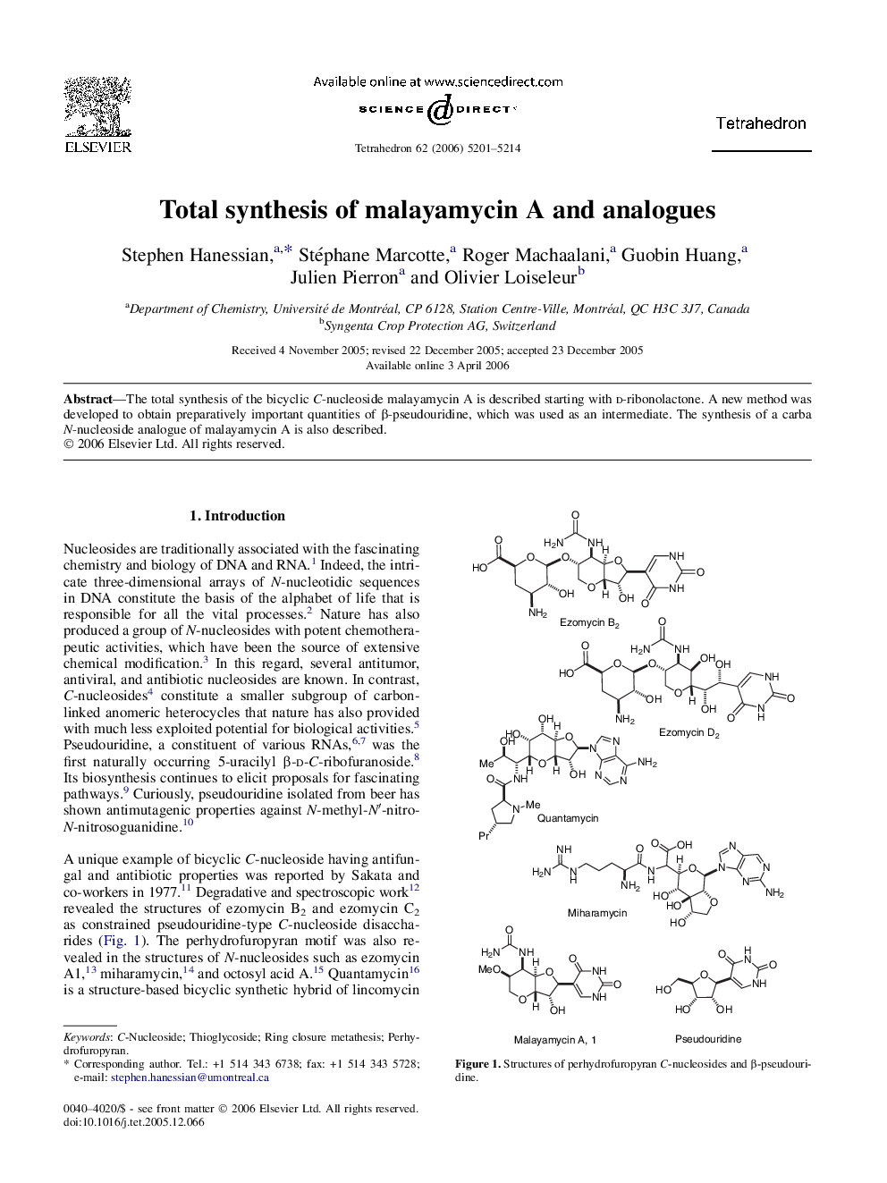 Total synthesis of malayamycin A and analogues