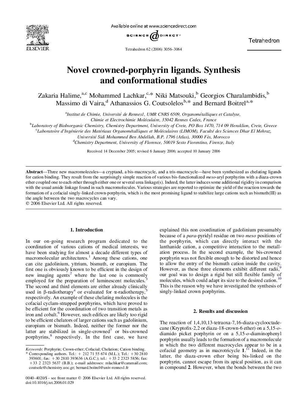 Novel crowned-porphyrin ligands. Synthesis and conformational studies