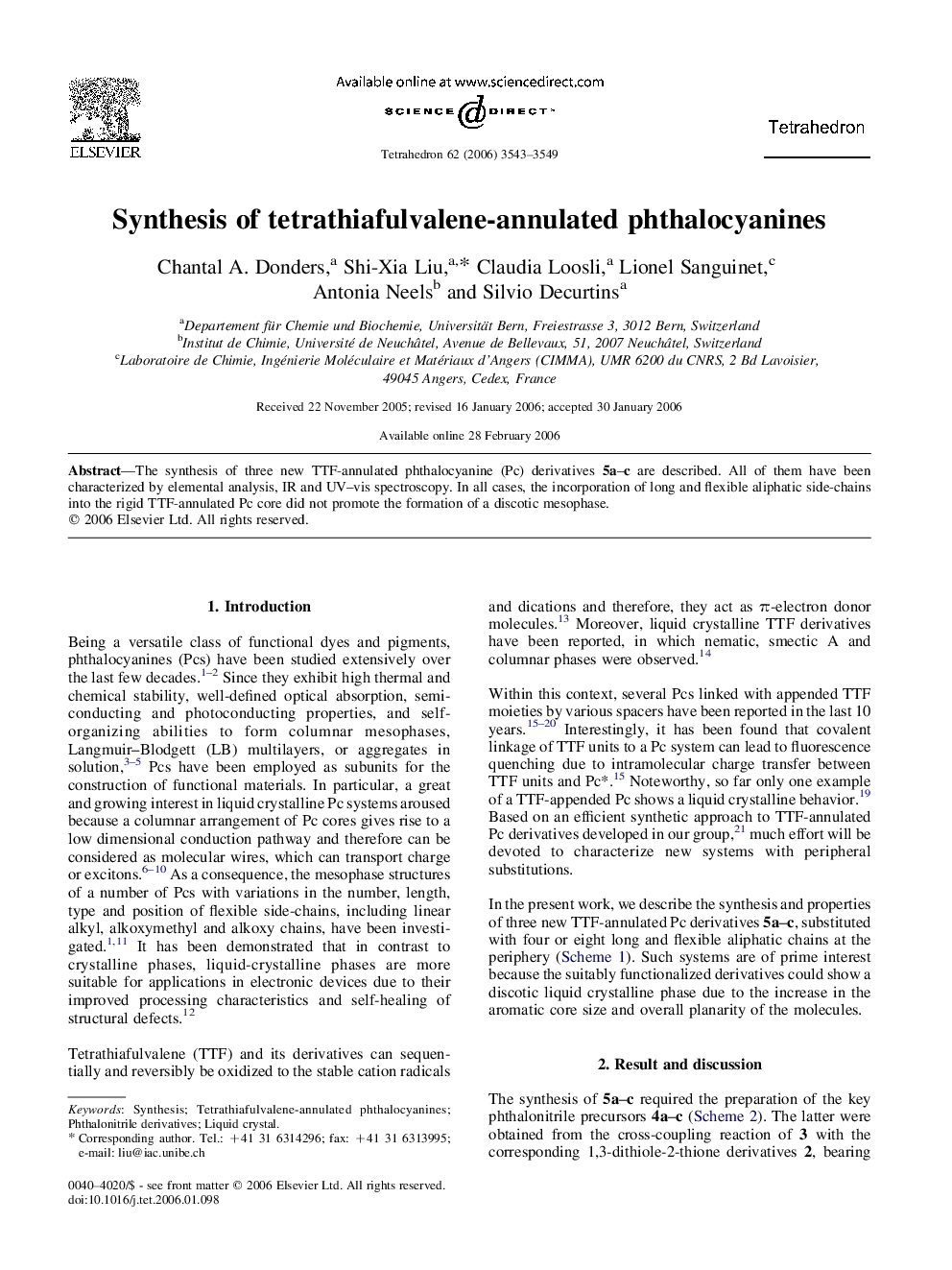 Synthesis of tetrathiafulvalene-annulated phthalocyanines