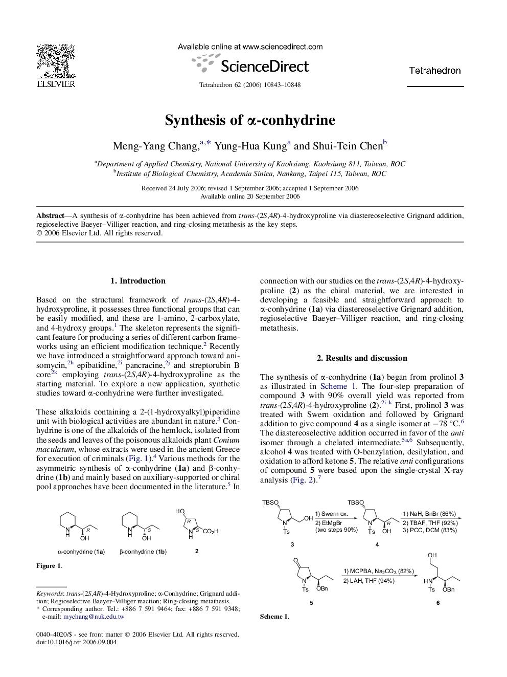 Synthesis of Î±-conhydrine