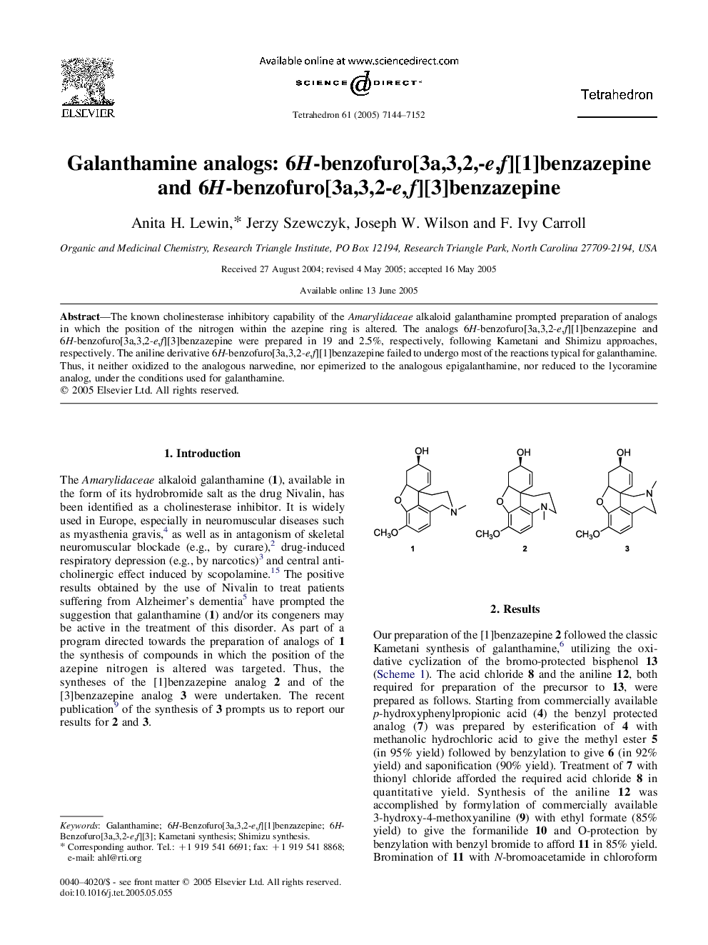 Galanthamine analogs: 6H-benzofuro[3a,3,2,-e,f][1]benzazepine and 6H-benzofuro[3a,3,2-e,f][3]benzazepine