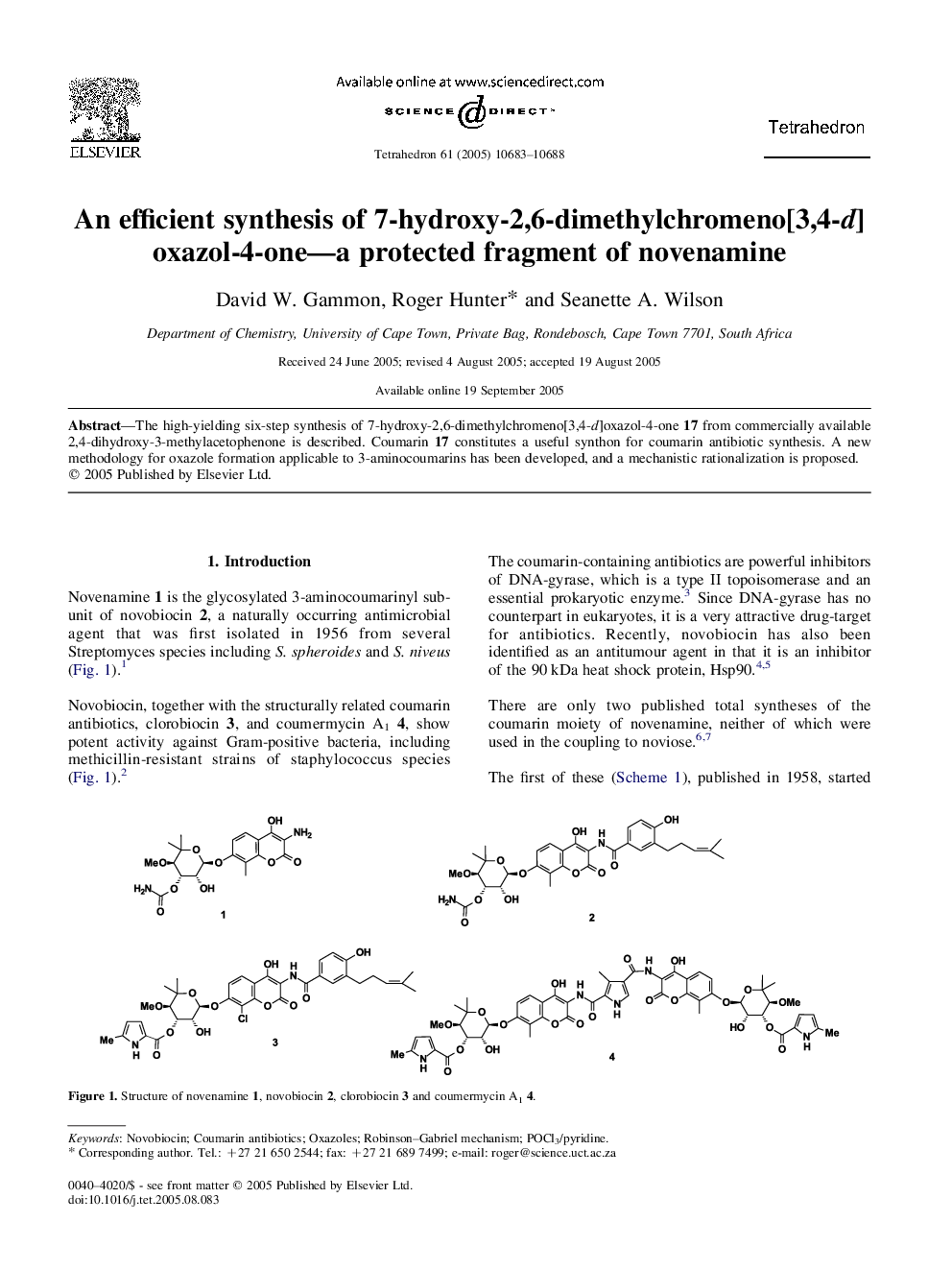 An efficient synthesis of 7-hydroxy-2,6-dimethylchromeno[3,4-d]oxazol-4-one-a protected fragment of novenamine