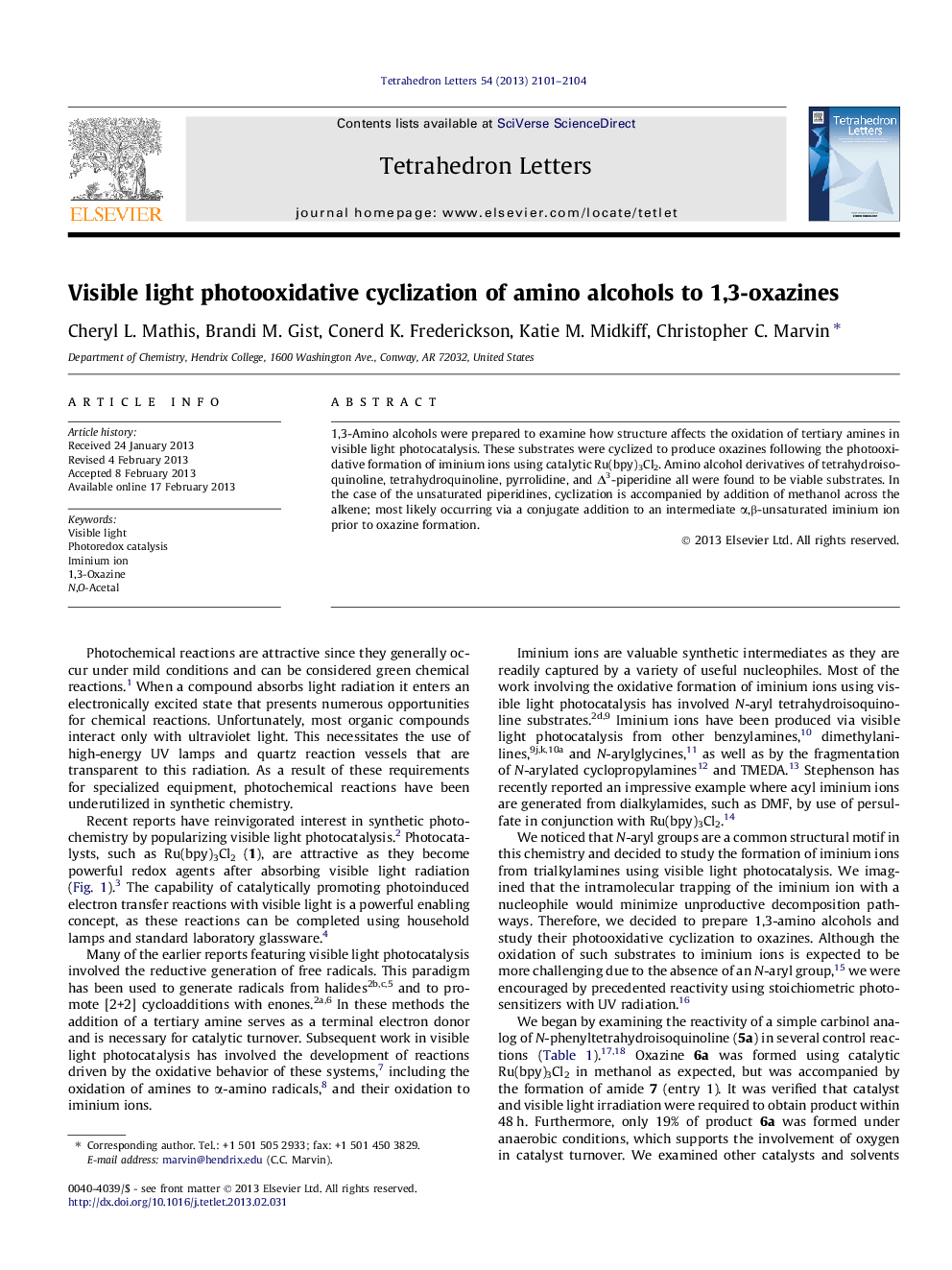 سیکلیس نوروکسایتیکی نور قابل مشاهده از الکل آمینو به 1،3-اکسازین 