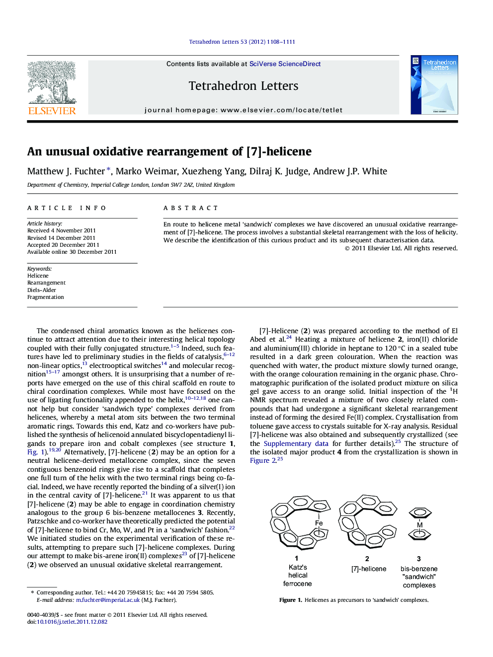 An unusual oxidative rearrangement of [7]-helicene