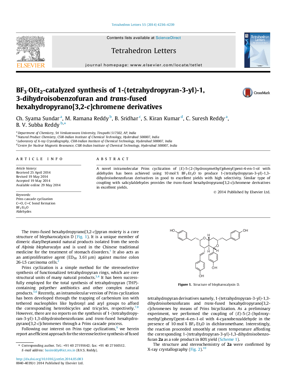 BF3·OEt2-catalyzed synthesis of 1-(tetrahydropyran-3-yl)-1,3-dihydroisobenzofuran and trans-fused hexahydropyrano[3,2-c]chromene derivatives