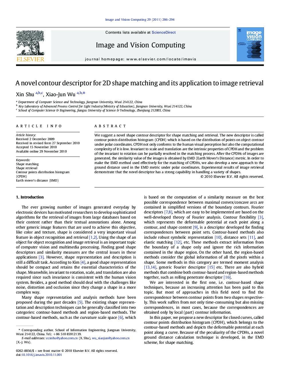 A novel contour descriptor for 2D shape matching and its application to image retrieval