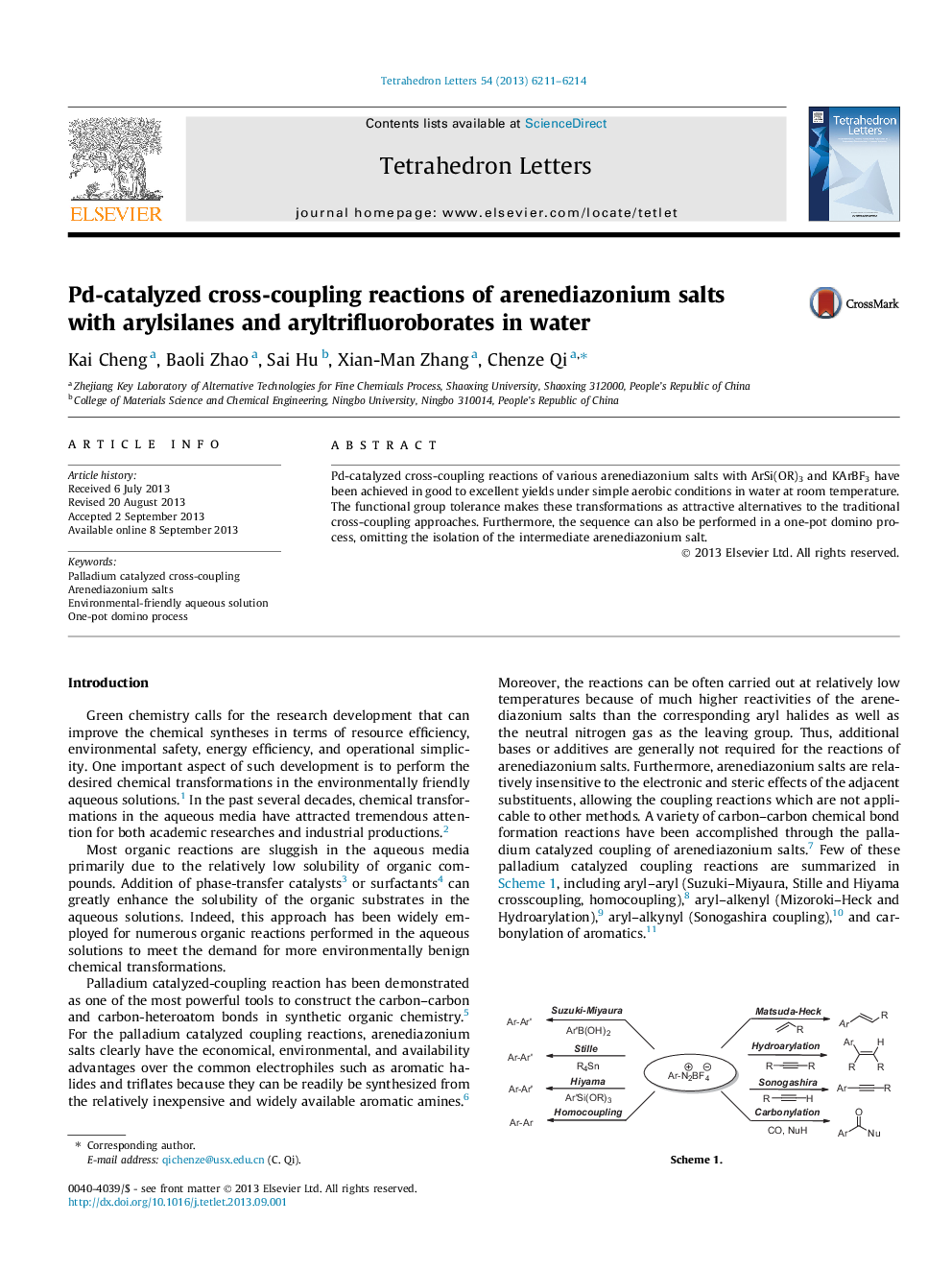 Pd-catalyzed cross-coupling reactions of arenediazonium salts with arylsilanes and aryltrifluoroborates in water