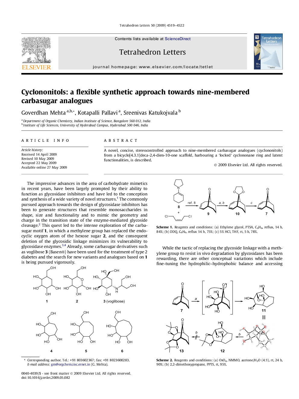 Cyclononitols: a flexible synthetic approach towards nine-membered carbasugar analogues