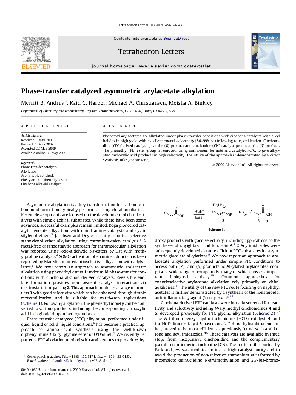 Phase-transfer catalyzed asymmetric arylacetate alkylation
