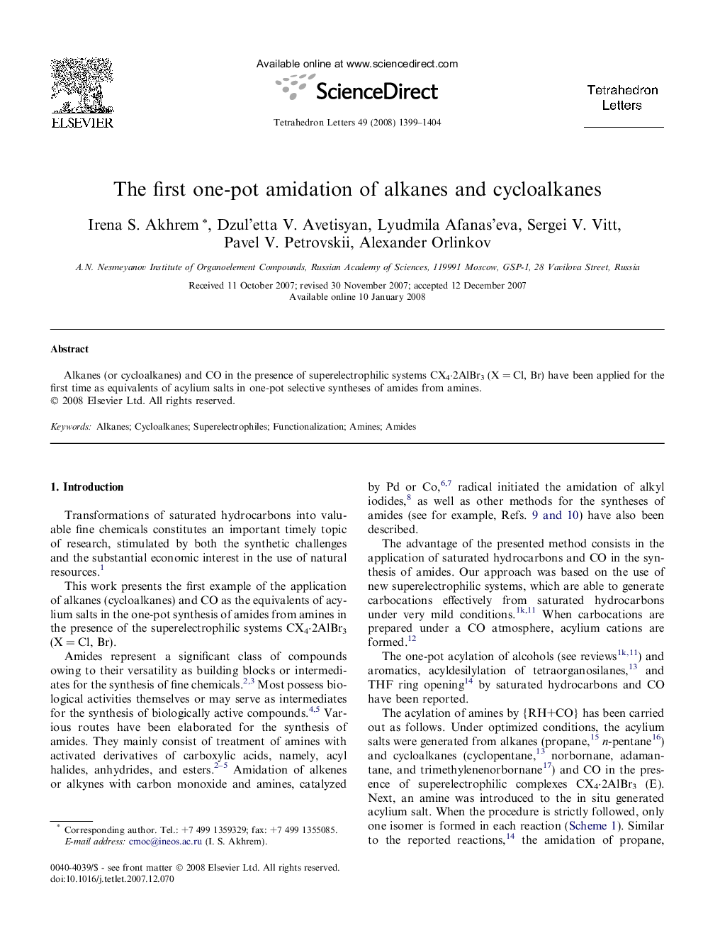 The first one-pot amidation of alkanes and cycloalkanes