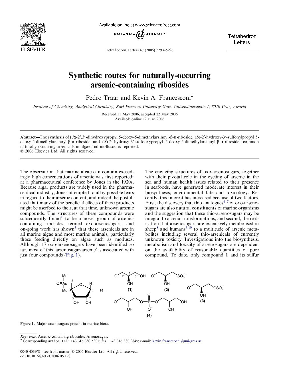 Synthetic routes for naturally-occurring arsenic-containing ribosides