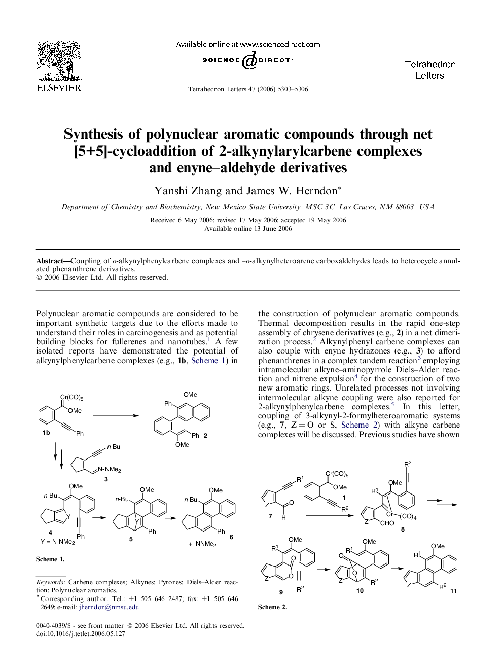 Synthesis of polynuclear aromatic compounds through net [5+5]-cycloaddition of 2-alkynylarylcarbene complexes and enyne-aldehyde derivatives