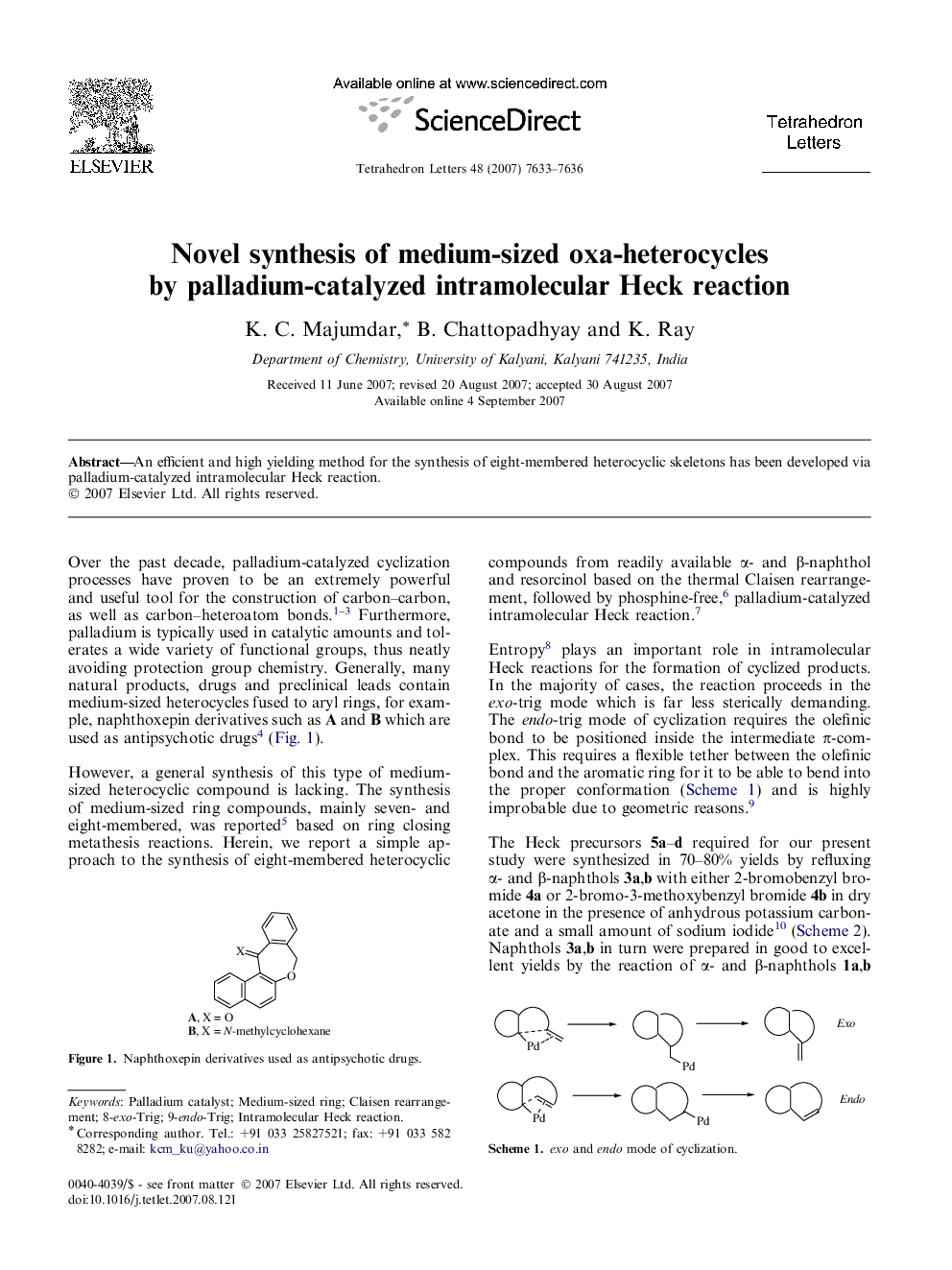 Novel synthesis of medium-sized oxa-heterocycles by palladium-catalyzed intramolecular Heck reaction