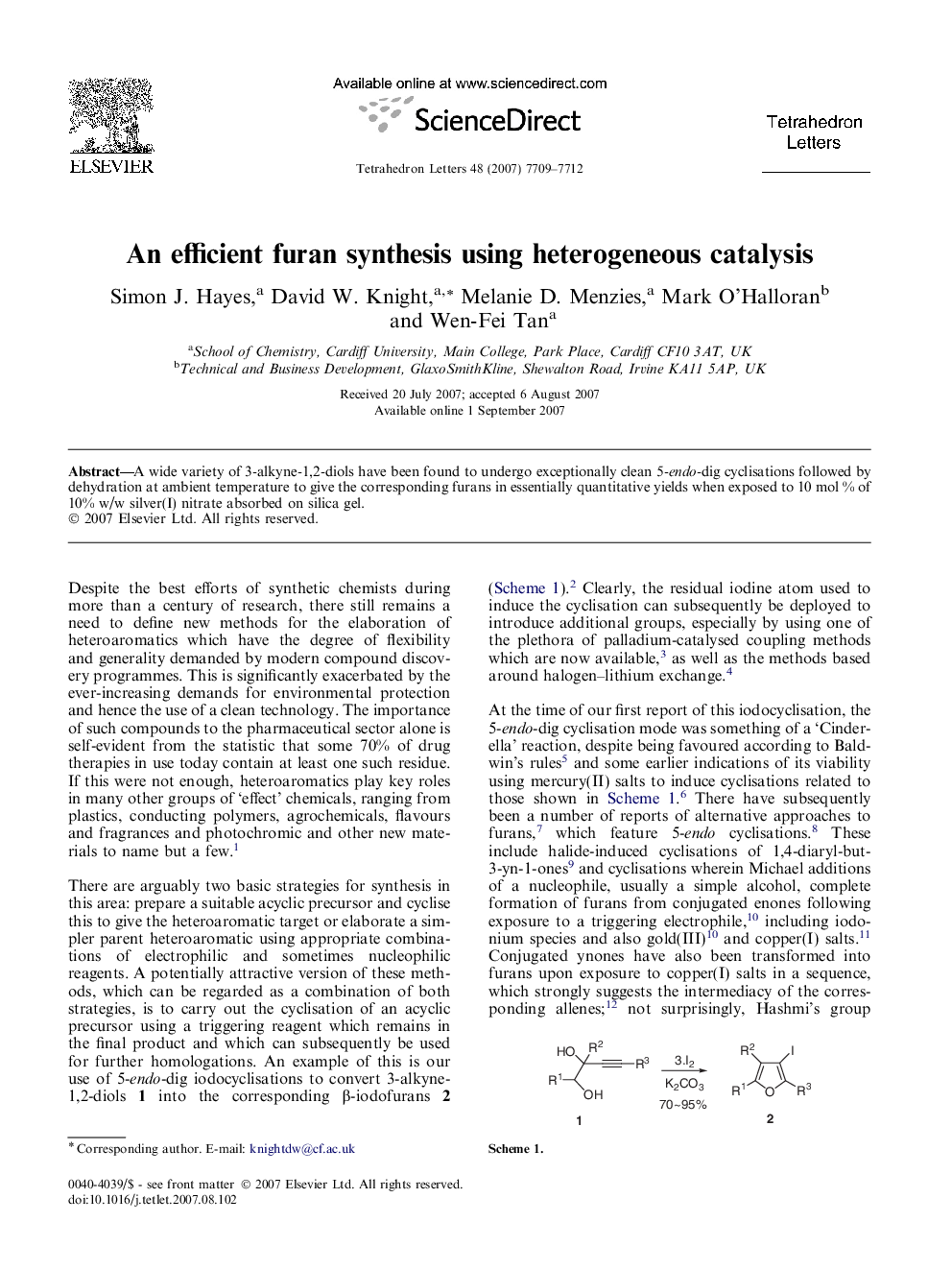 An efficient furan synthesis using heterogeneous catalysis