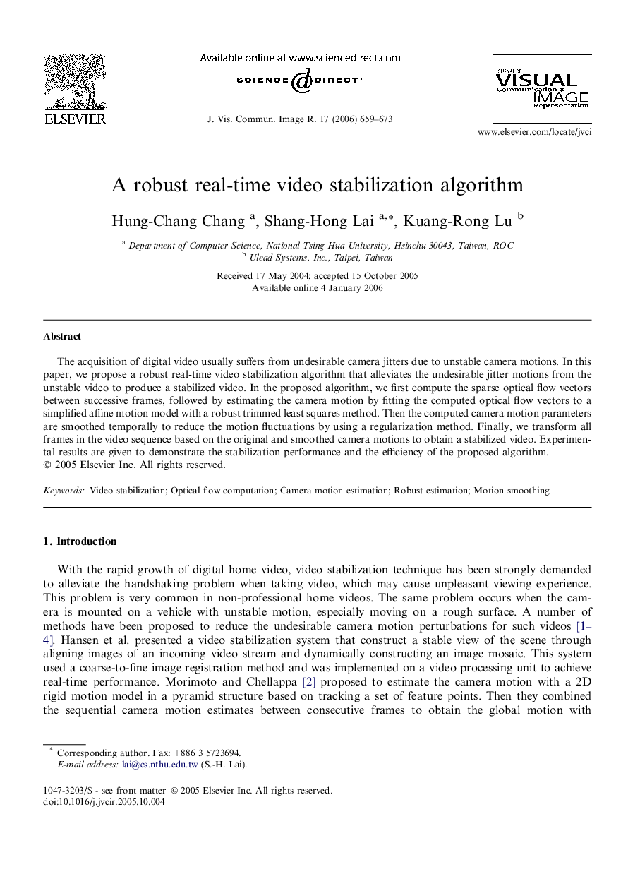 A robust real-time video stabilization algorithm