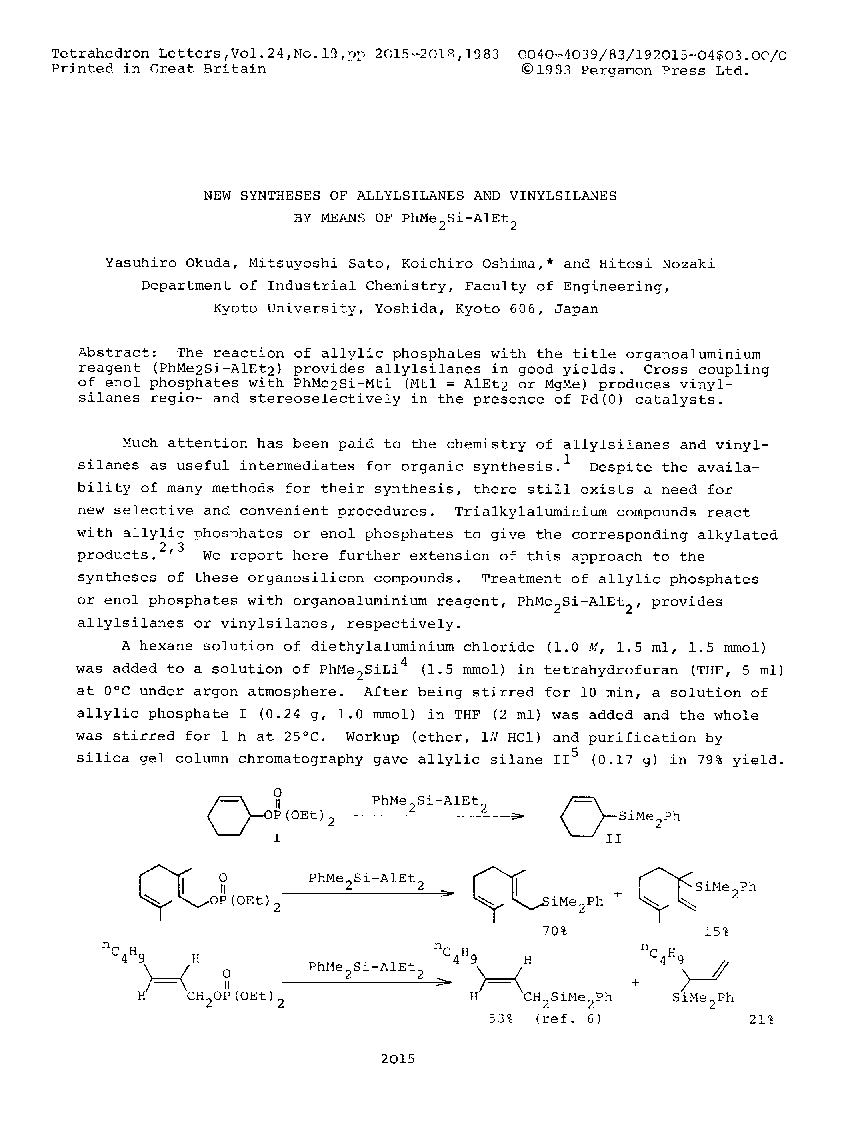 New synthesis of allylsilanes and vinylsilanes by means of PhMe2Si-AlEt2