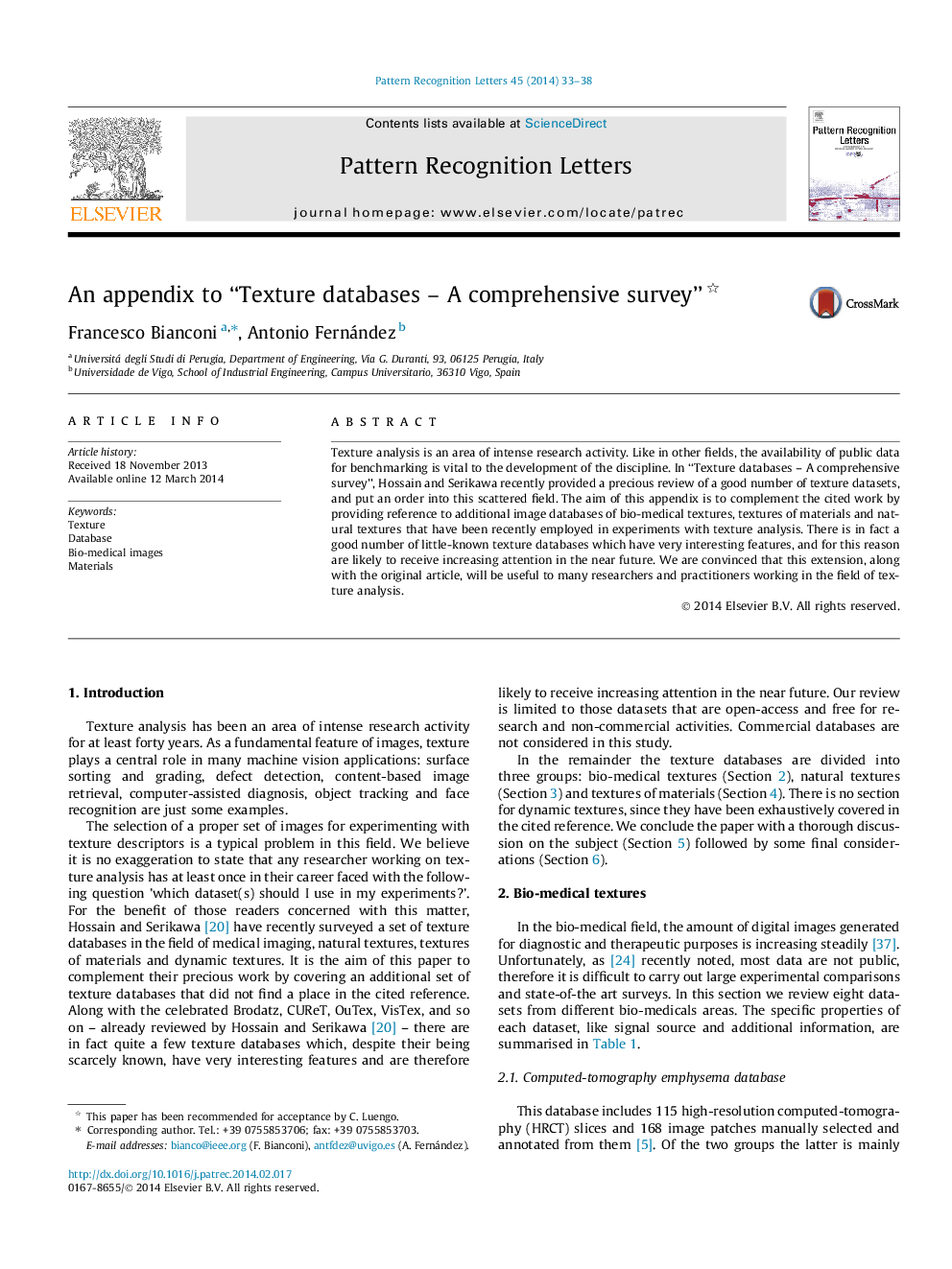 An appendix to “Texture databases – A comprehensive survey” 