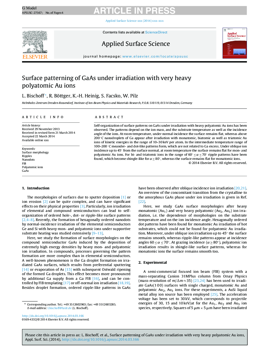 Surface patterning of GaAs under irradiation with very heavy polyatomic Au ions