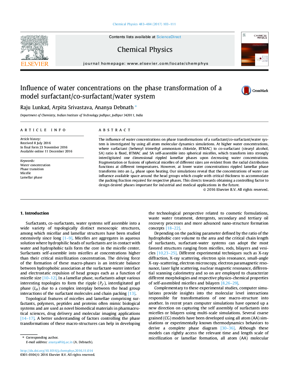 Influence of water concentrations on the phase transformation of a model surfactant/co-surfactant/water system