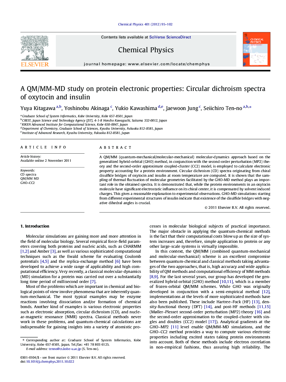 A QM/MM-MD study on protein electronic properties: Circular dichroism spectra of oxytocin and insulin