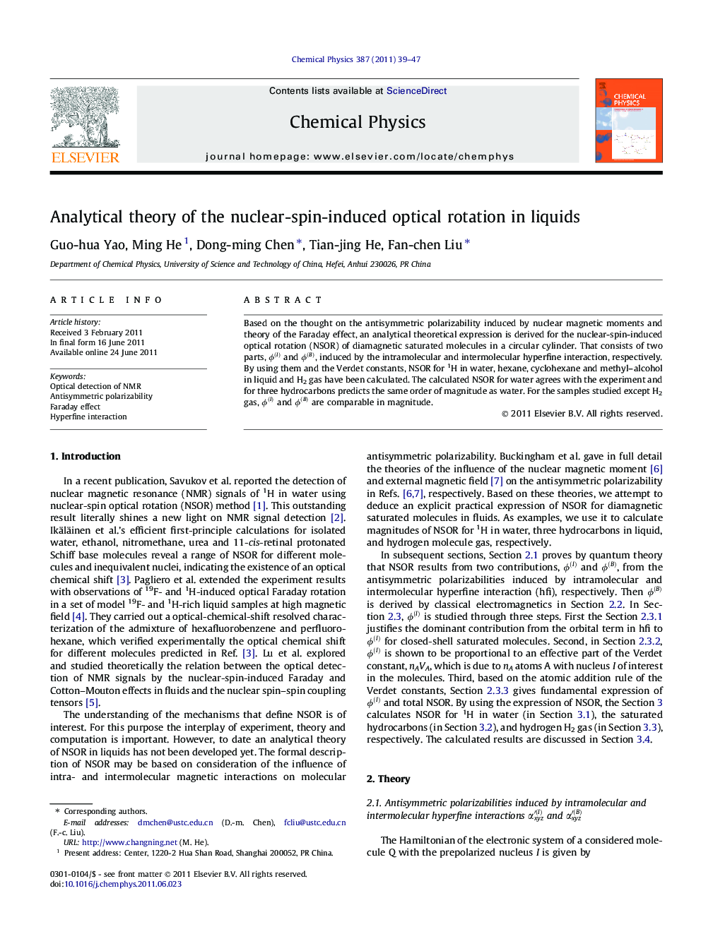 Analytical theory of the nuclear-spin-induced optical rotation in liquids