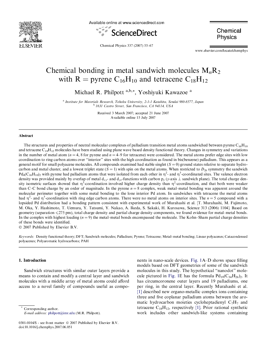 Chemical bonding in metal sandwich molecules MnR2 with RÂ =Â pyrene C16H10 and tetracene C18H12