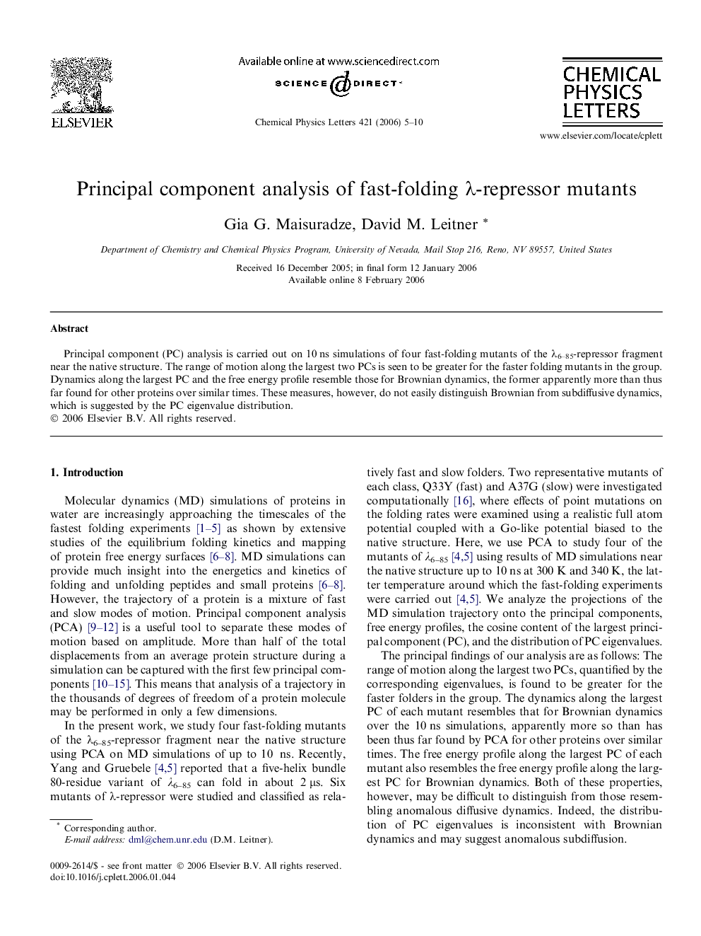 Principal component analysis of fast-folding Î»-repressor mutants